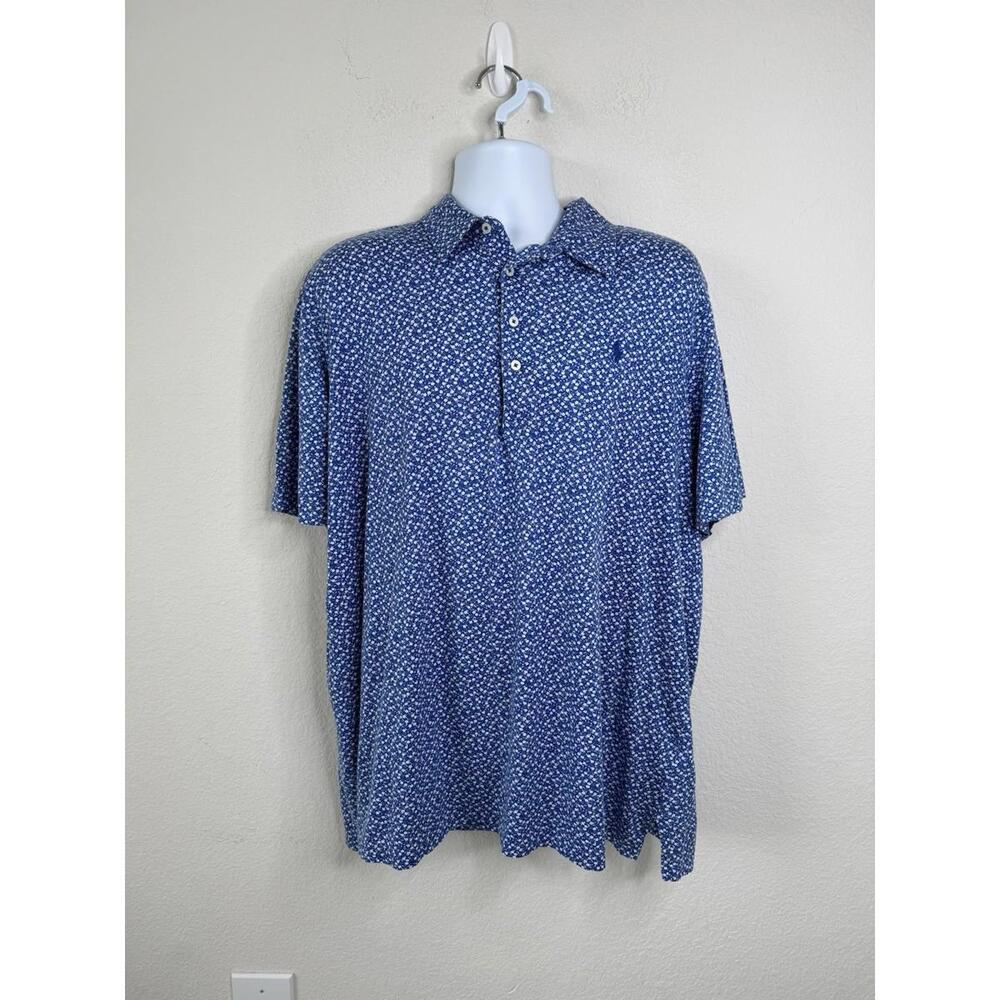 Ralph Lauren Polo Shirt Mens XXL Pro Fit Ditsy Floral 100% Pima Cotton Peru Golf